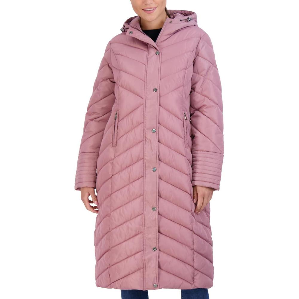 imageMadden Girl Womens Maxi Puffer Jacket  Long Quilted Puffer Coat Sizes S3XDk Dusty Rose