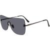 imageSteve Madden Womens Female Sunglasses Style Bentley Shield Shiny Gun BlackSolid Smoke 140mm 0mm