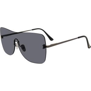 imageSteve Madden Womens Female Sunglasses Style Bentley Shield Shiny Gun BlackSolid Smoke 140mm 0mm