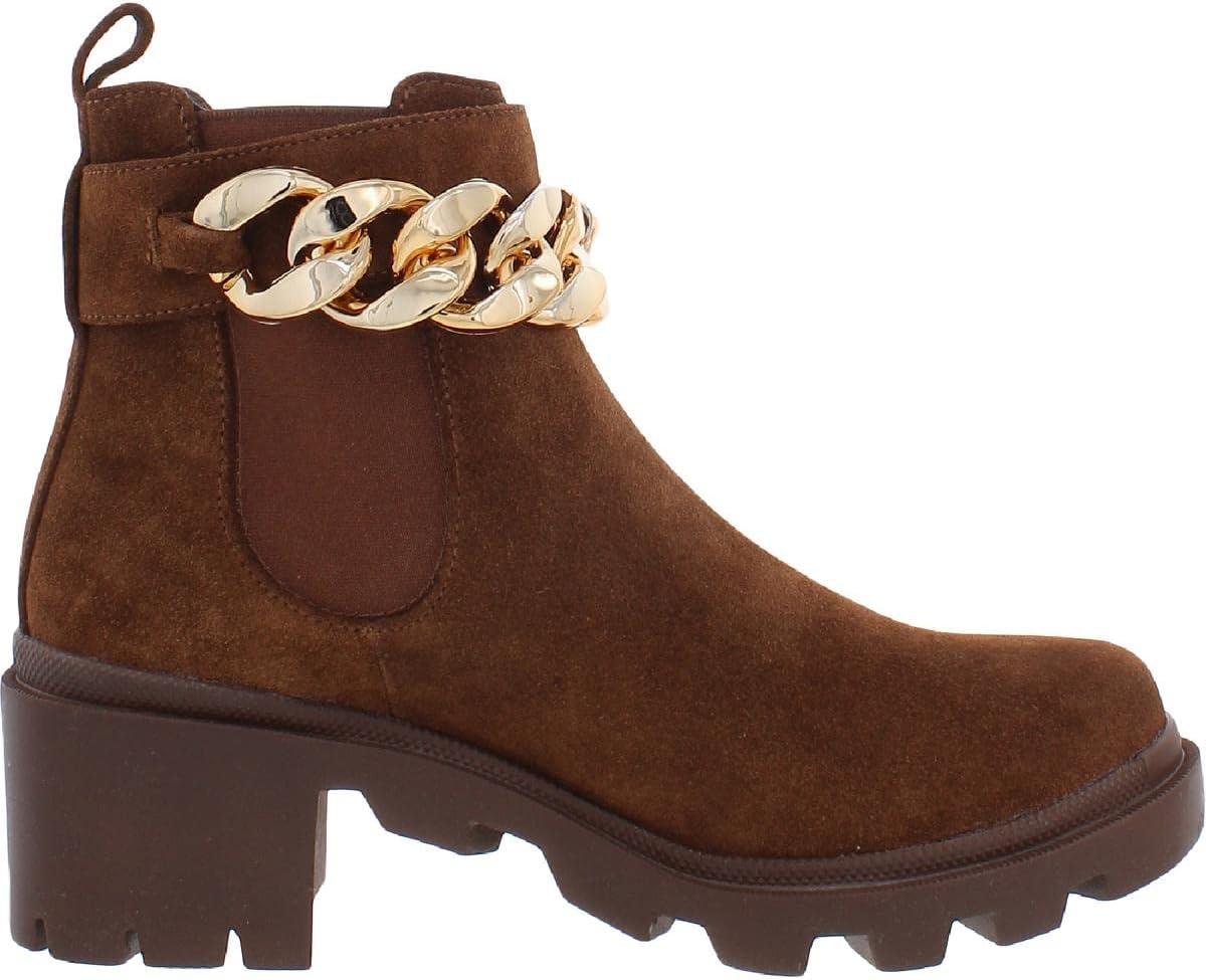 imageSteve Madden womens Amulet Ankle BootChestnut Suede Chain