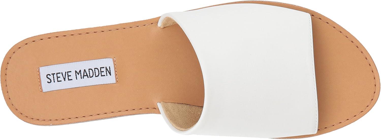 imageSteve Madden womens Gracel Flat SandalWhite Leather