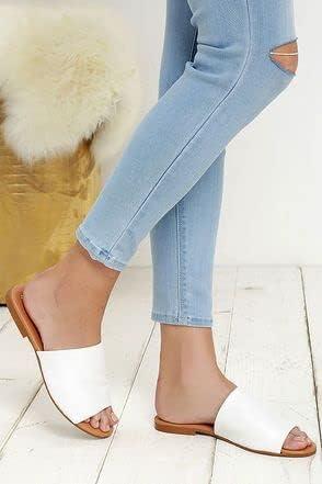 imageSteve Madden womens Gracel Flat SandalWhite Leather
