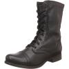 imageSteve Madden Womens Troopa Leather Lace Up Combat BootsJade Black Leather
