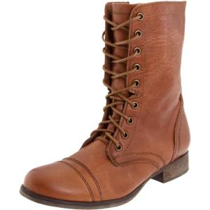 imageSteve Madden Womens Troopa Leather Lace Up Combat BootsBeige