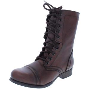 imageSteve Madden Womens Troopa Leather Lace Up Combat BootsBrown Leather