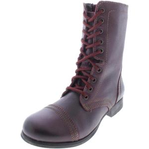 imageSteve Madden Womens Troopa Leather Lace Up Combat BootsWine Leather