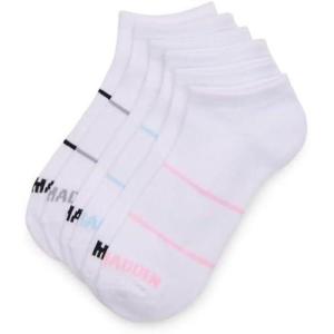 imageSTEVE MADDEN WOMENS 6PK SOLID MESH ARCH POP STRIPE LOW CUT HALF CUSHION WHITE VALUE PACK OF 6 SOCK SIZE 910 SHOE SIZE 510