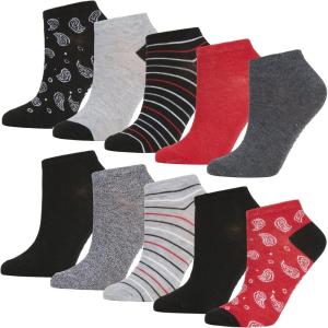 imageSteve Madden Womens Low Cut Socks 10 Pairs  Athletic Comfy Breathable Sports Socks with Fun Patterns Red Multi
