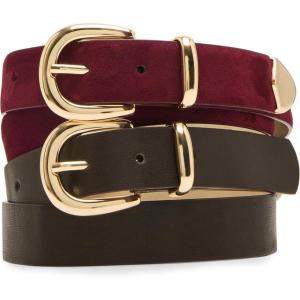 imageSteve Madden womens 2 Pack Women Belts for Jeans Dresses Pants Ladies Waist BeltBordeaux