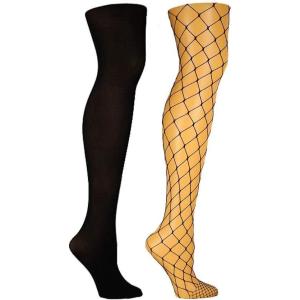 imageSteve Madden womens 2pk Large Fishnet and Solid Opaque Tight Sm42401Black