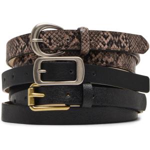 imageSteve Madden womens 3 Pack Women Belts for Jeans Dresses Pants Ladies Waist BeltBlackGrey