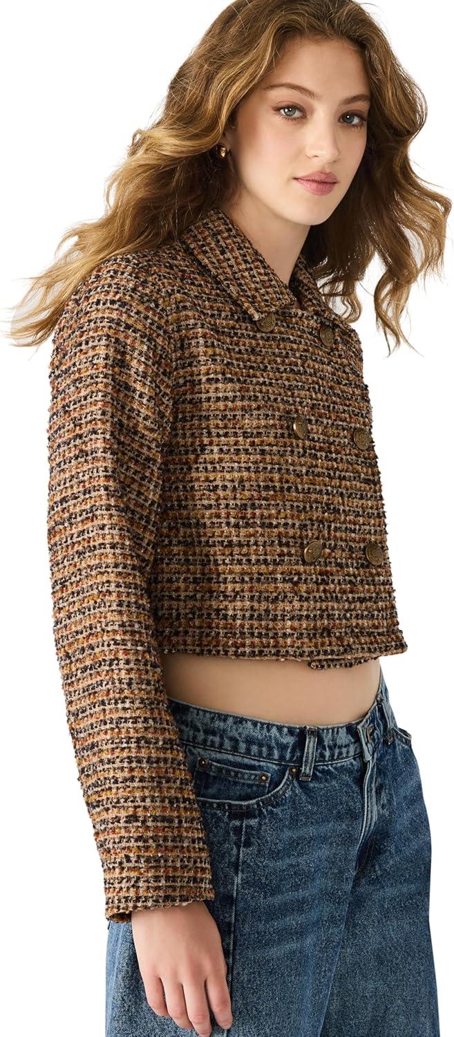 imageSteve Madden Womens Avie JacketBrown Plaid Mix