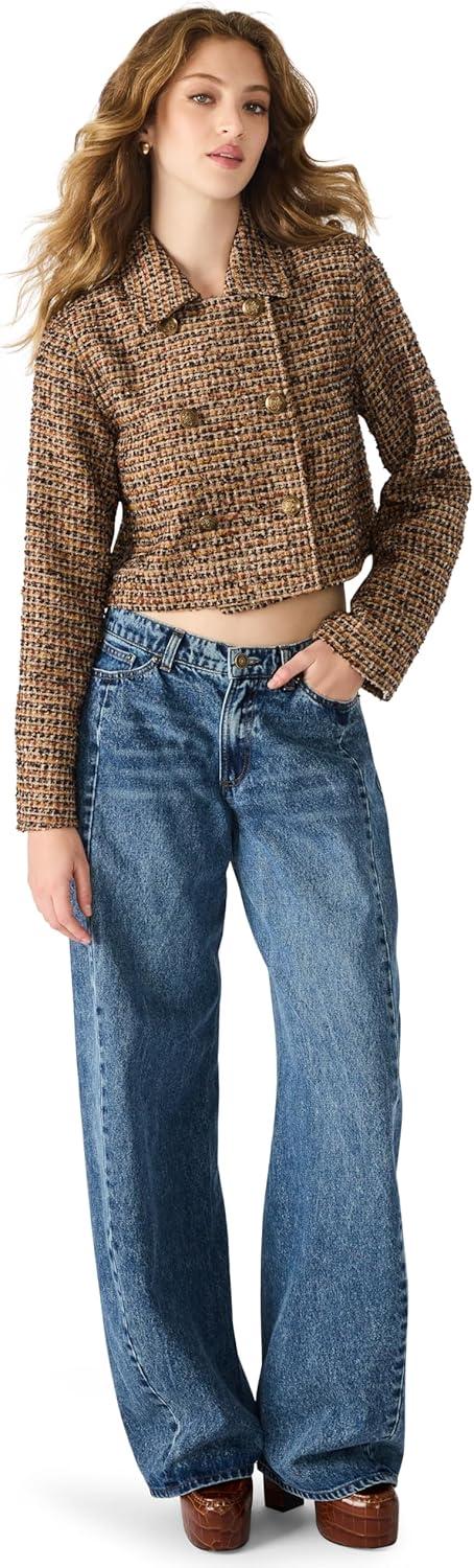 imageSteve Madden Womens Avie JacketBrown Plaid Mix