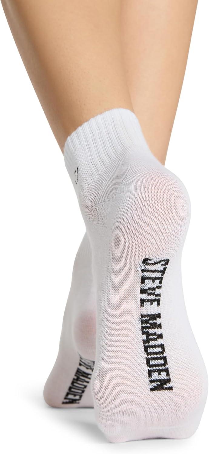 imageSTEVE MADDEN Womens 6Pk Smiley Emb Athletic Quarter White Black 911