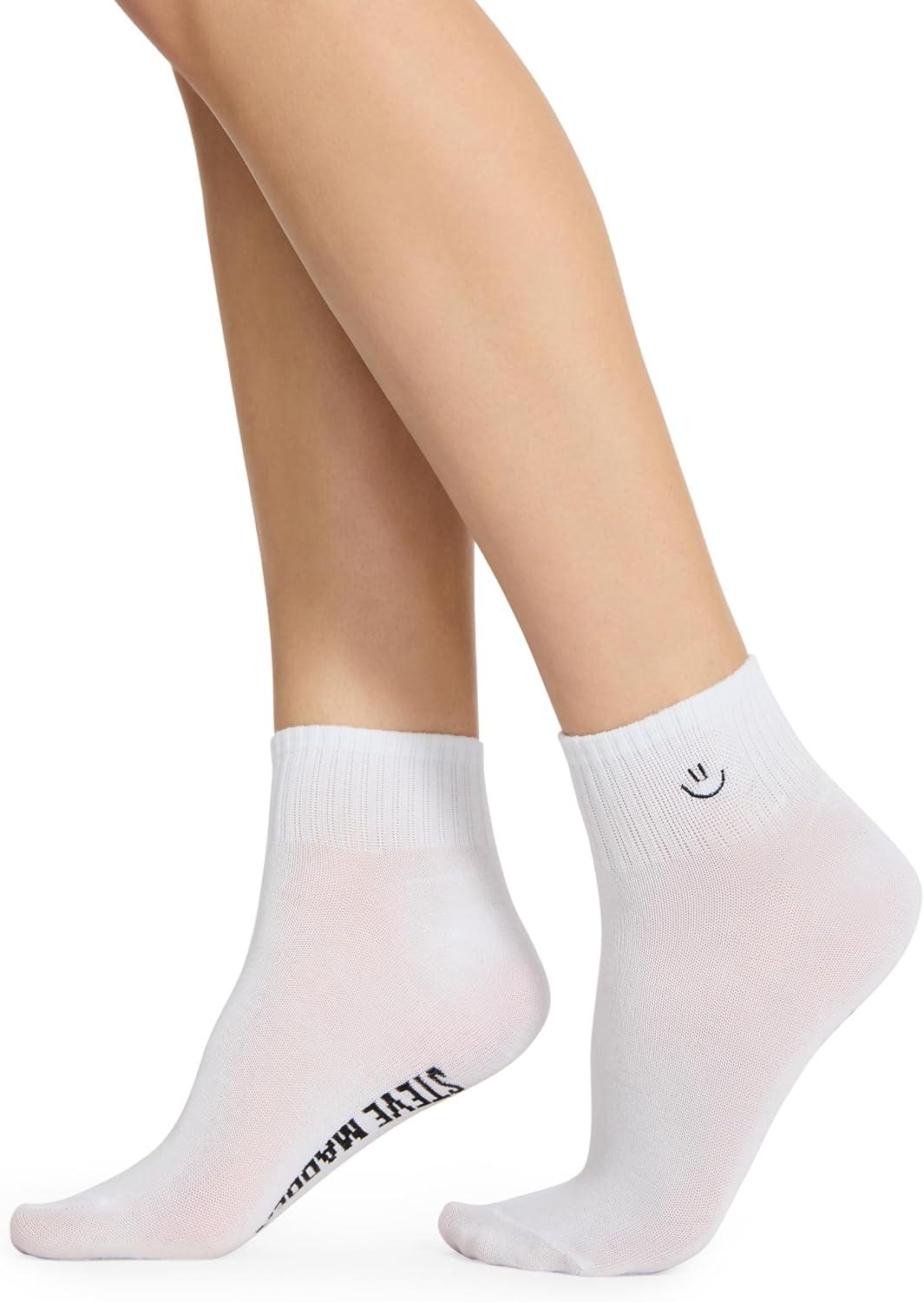 imageSTEVE MADDEN Womens 6Pk Smiley Emb Athletic Quarter White Black 911