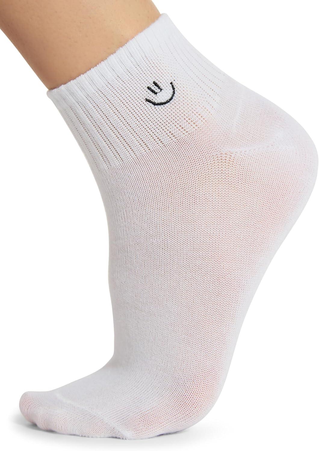 imageSTEVE MADDEN Womens 6Pk Smiley Emb Athletic Quarter White Black 911