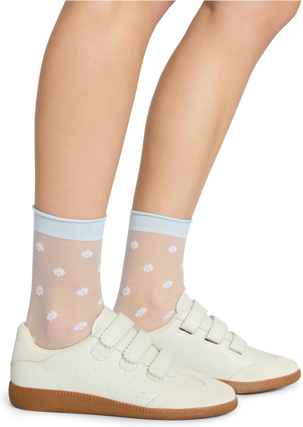 imageSteve Madden Womens 2Pk Ditsy Floral Tulle Crew Light Blue 911