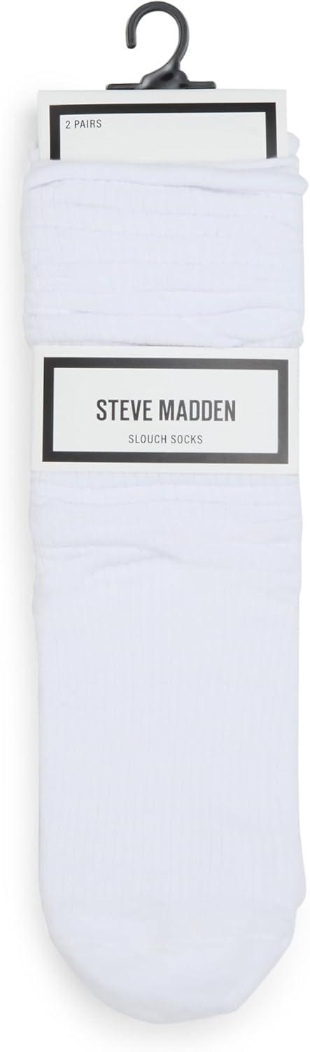 imageSteve Madden Womens 2Pk Rib Slouch Sock White 911