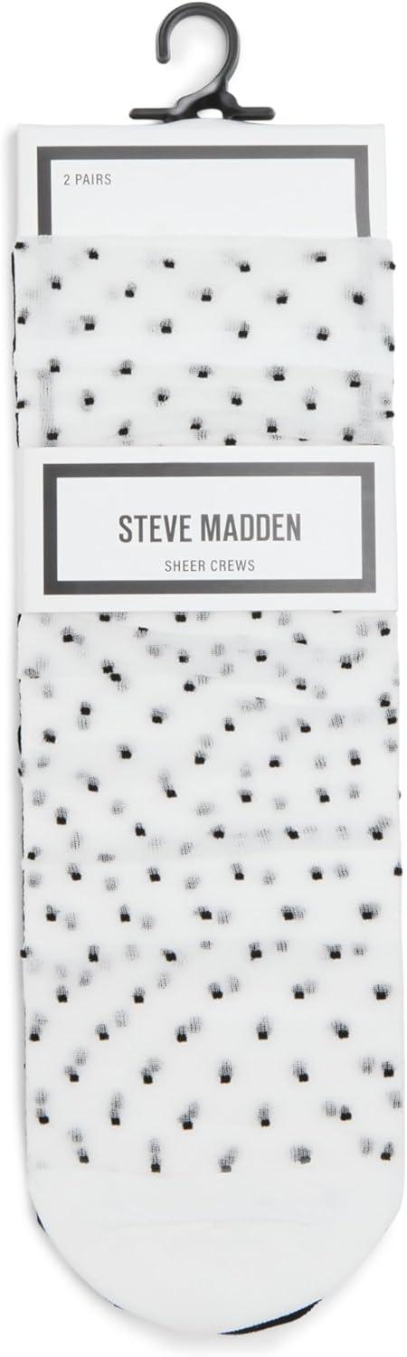 imageSteve Madden Womens 2Pk Ruffle Ditsy Dot Shortie Crew WhiteBlack 911