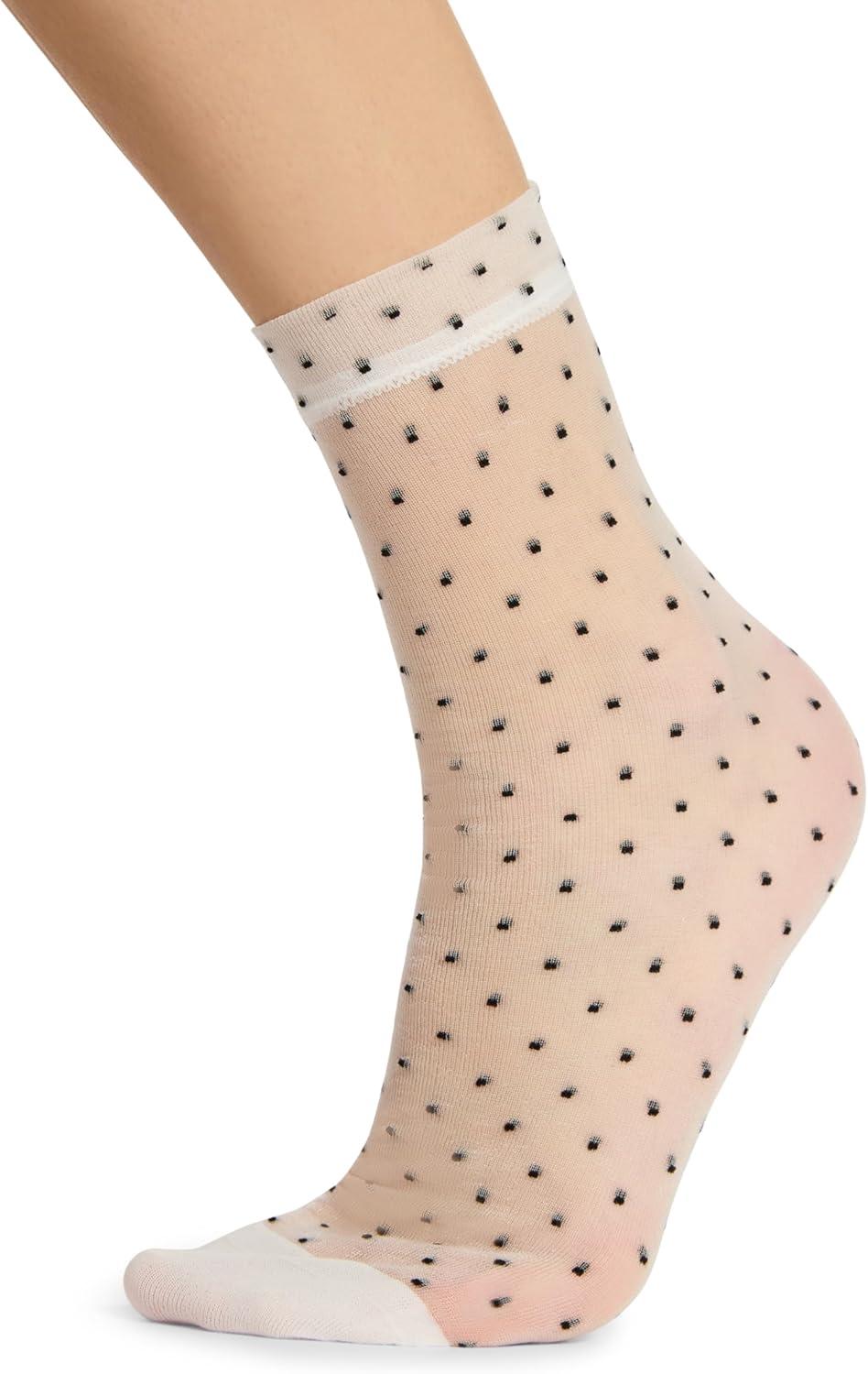 imageSteve Madden Womens 2Pk Ruffle Ditsy Dot Shortie Crew WhiteBlack 911