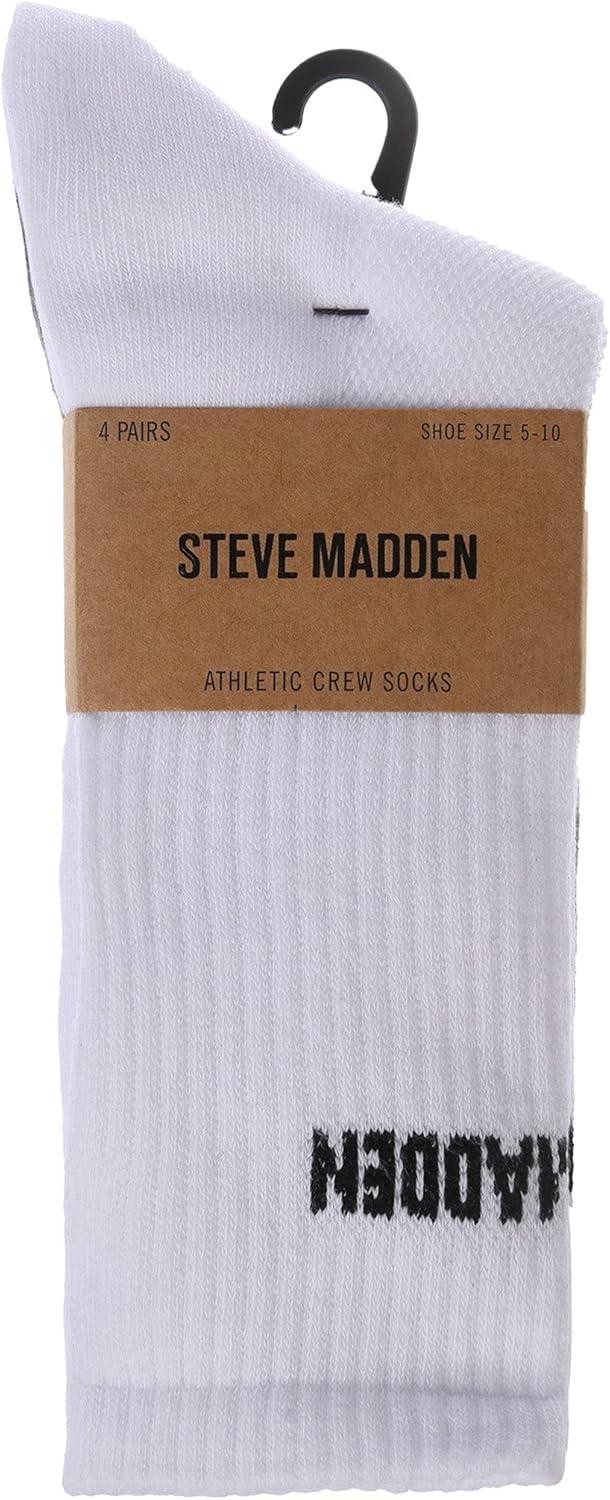 imageSteve Madden Womens 4 Pairs Crew Socks Athletic Gym Soft Comfy and Breathable  Crew Socks for Women