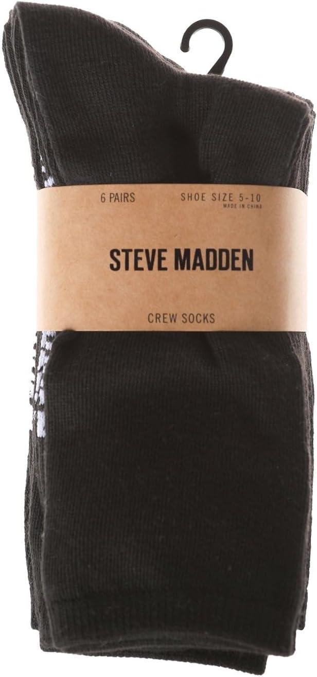 imageSteve Madden Womens 6 Pairs Crew Socks Casual Athletic Thick Gym Boot Socks for WomenBlack