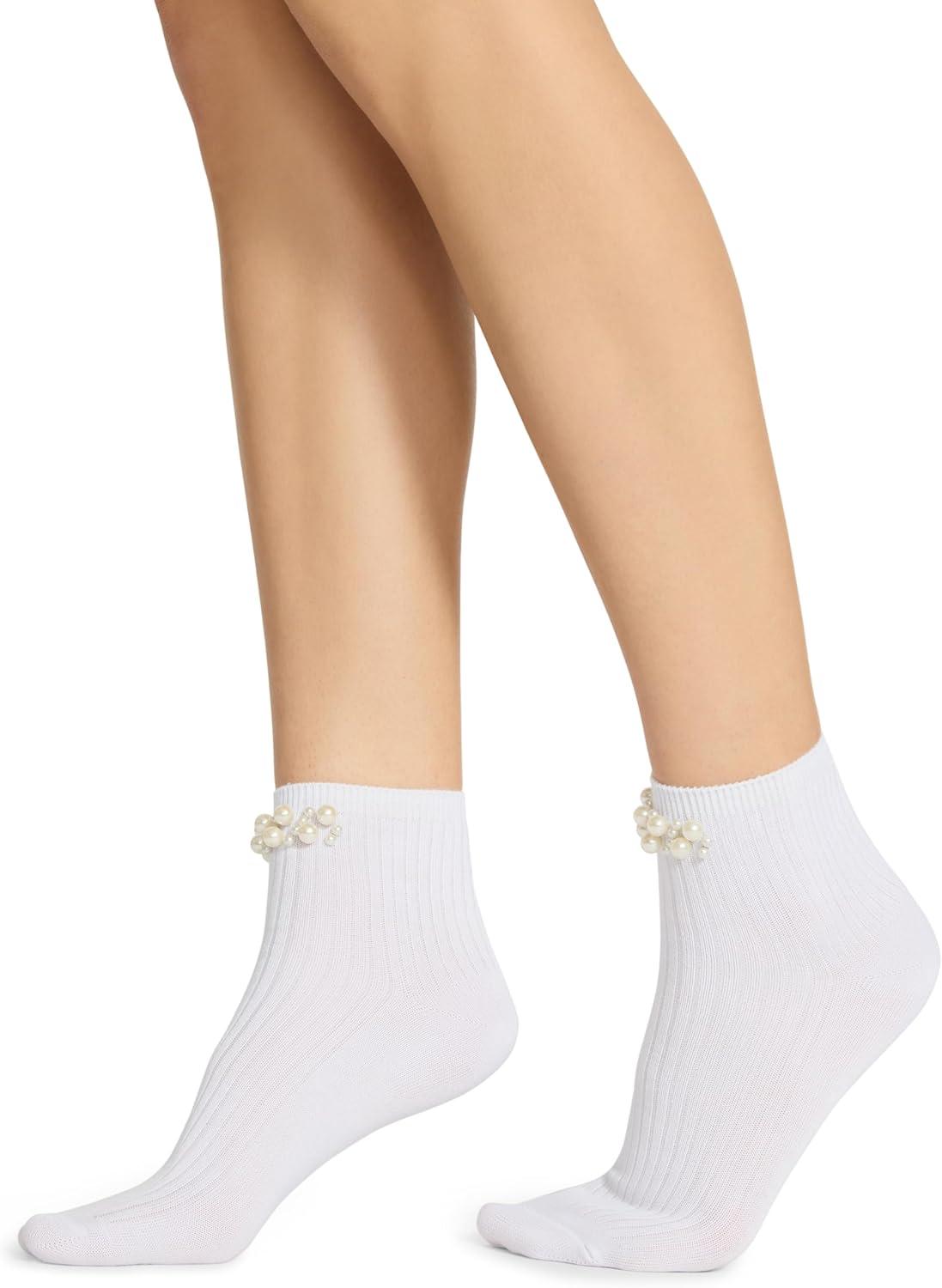 imageSteve Madden Womens Cluster Rib Ankle Socks 2PackWhite