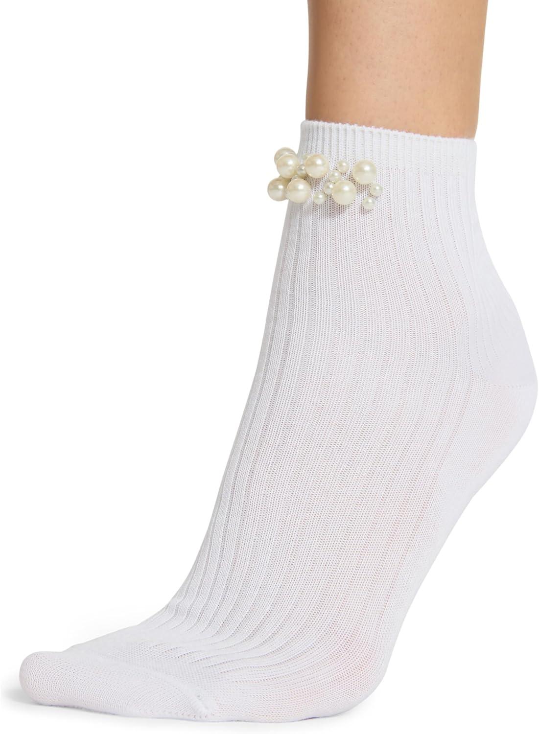 imageSteve Madden Womens Cluster Rib Ankle Socks 2PackWhite