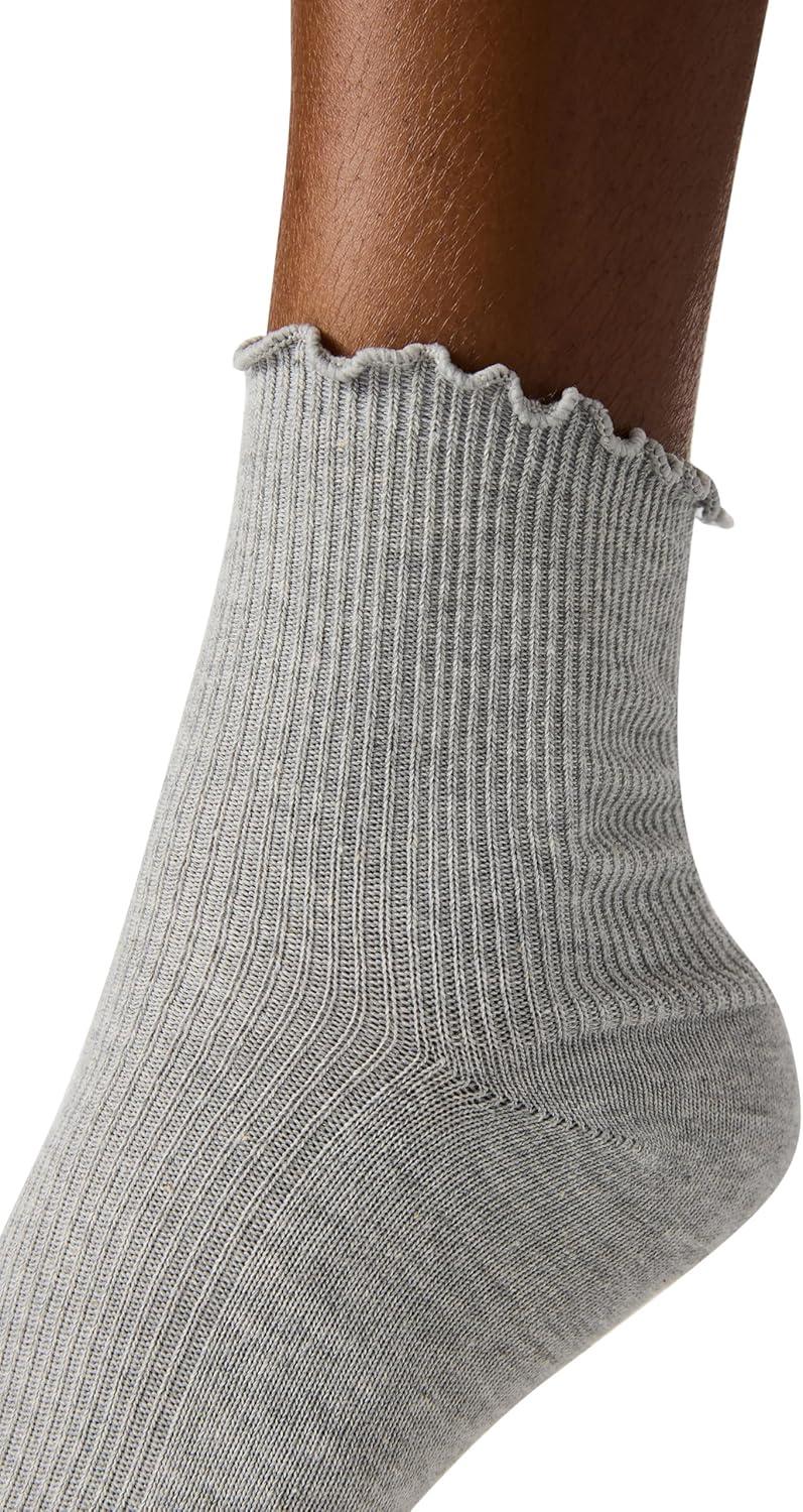 imageSteve Madden Womens Lettuce Edge Rib Anklet Socks 5PackBlush
