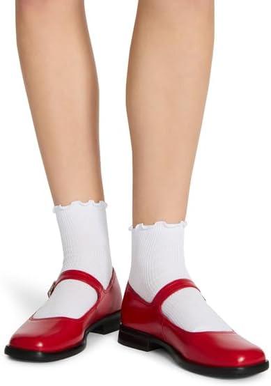 imageSteve Madden Womens Lettuce Edge Rib Anklet Socks 5PackOatmeal