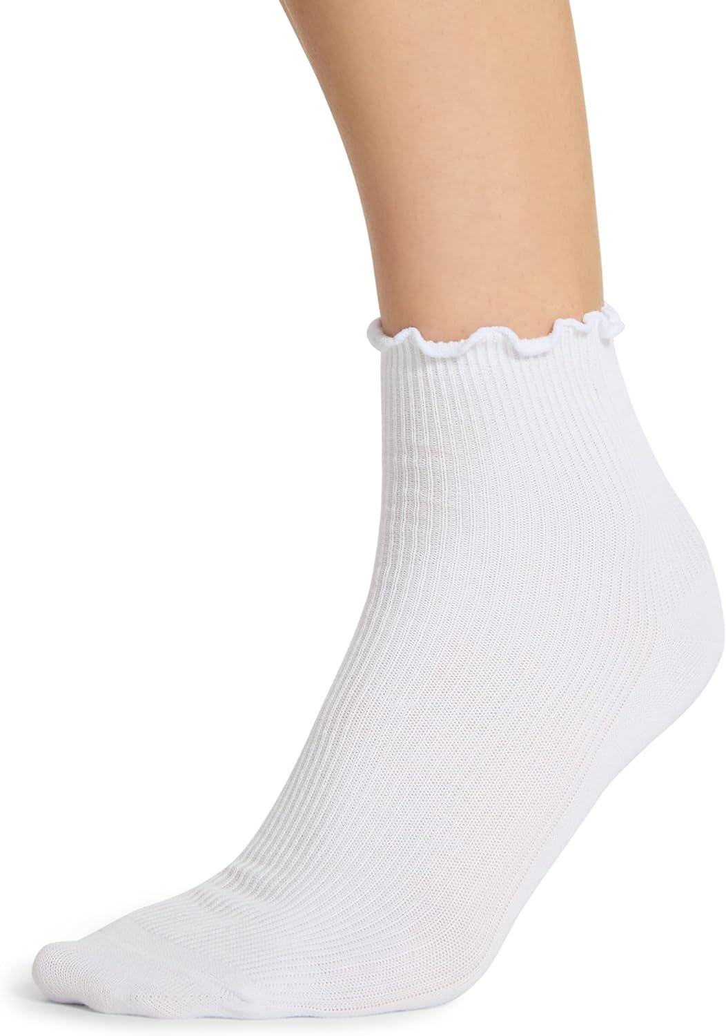 imageSteve Madden Womens Lettuce Edge Rib Anklet Socks 5PackOatmeal