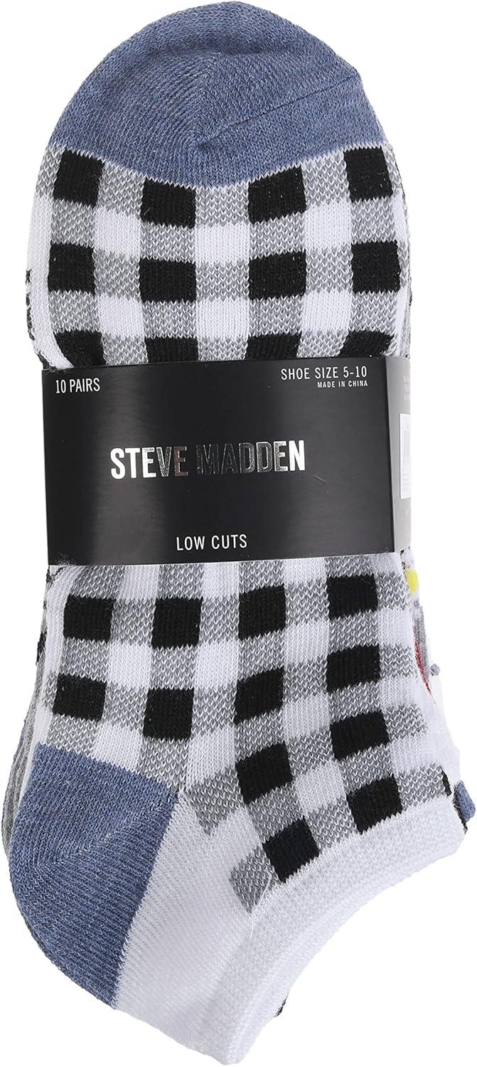 imageSteve Madden Womens Low Cut Socks 10 Pairs  Athletic Comfy Breathable Sports Socks with Fun Patterns White Multi 6