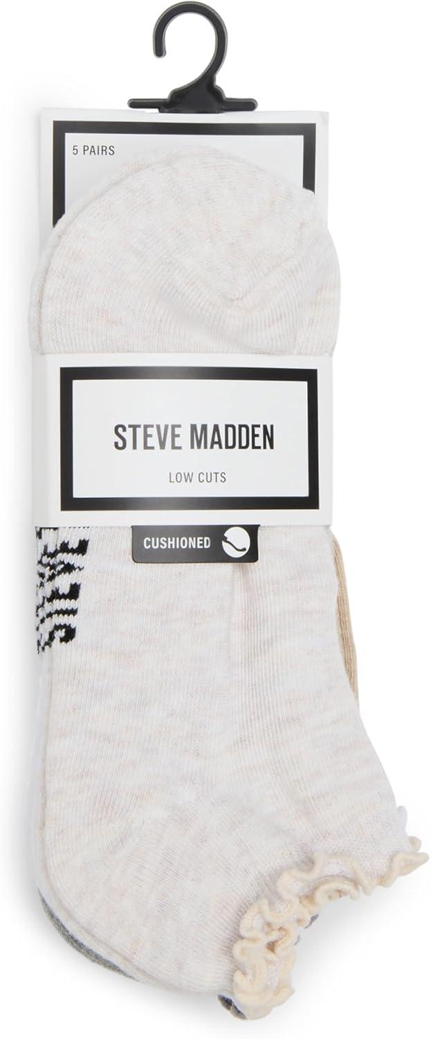 imageSteve Madden womens 5pk Ruffle Cuff Solid Low Cut HcOatmeal Heather