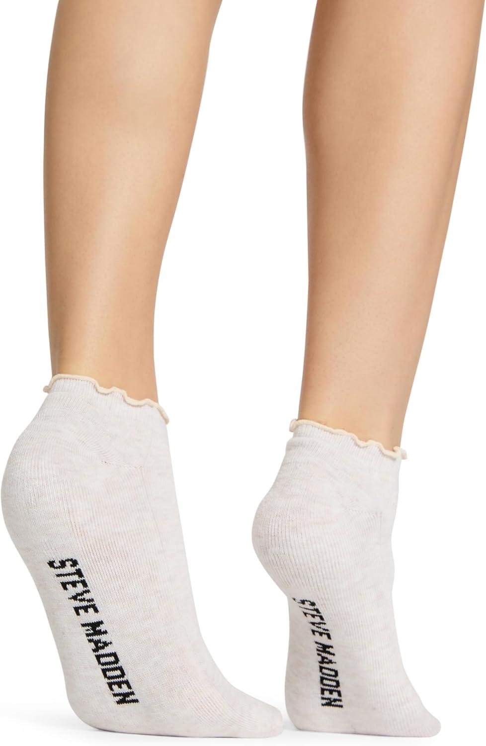 imageSteve Madden womens 5pk Ruffle Cuff Solid Low Cut HcOatmeal Heather