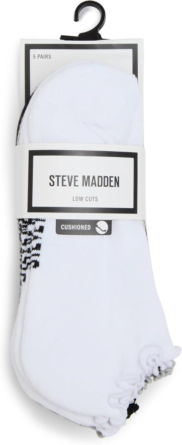 imageSteve Madden womens 5pk Ruffle Cuff Solid Low Cut HcWhite  Grey  Black