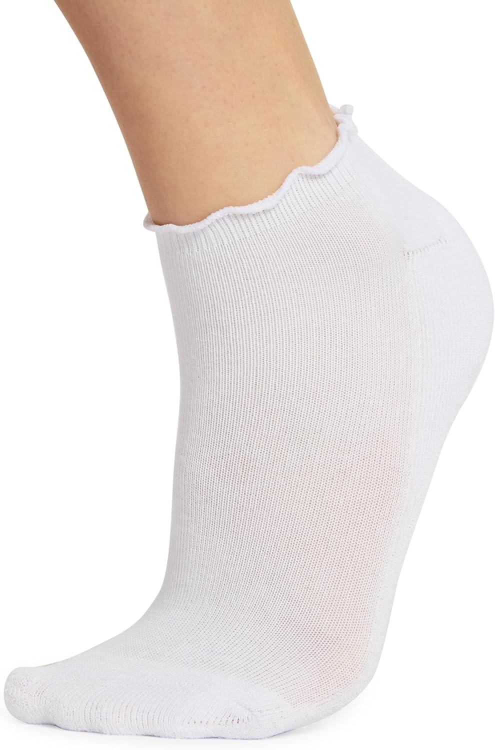 imageSteve Madden womens 5pk Ruffle Cuff Solid Low Cut HcWhite  Grey  Black