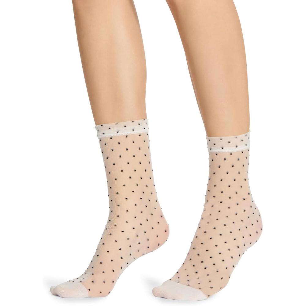 imageSteve Madden Womens 2Pk Ruffle Ditsy Dot Shortie Crew WhiteBlack 911