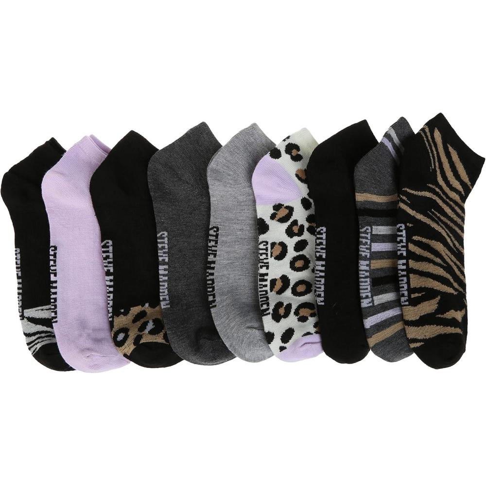 imageSteve Madden Womens Low Cut Socks 10 Pairs  Athletic Comfy Breathable Sports Socks with Fun Patterns Grey Multi