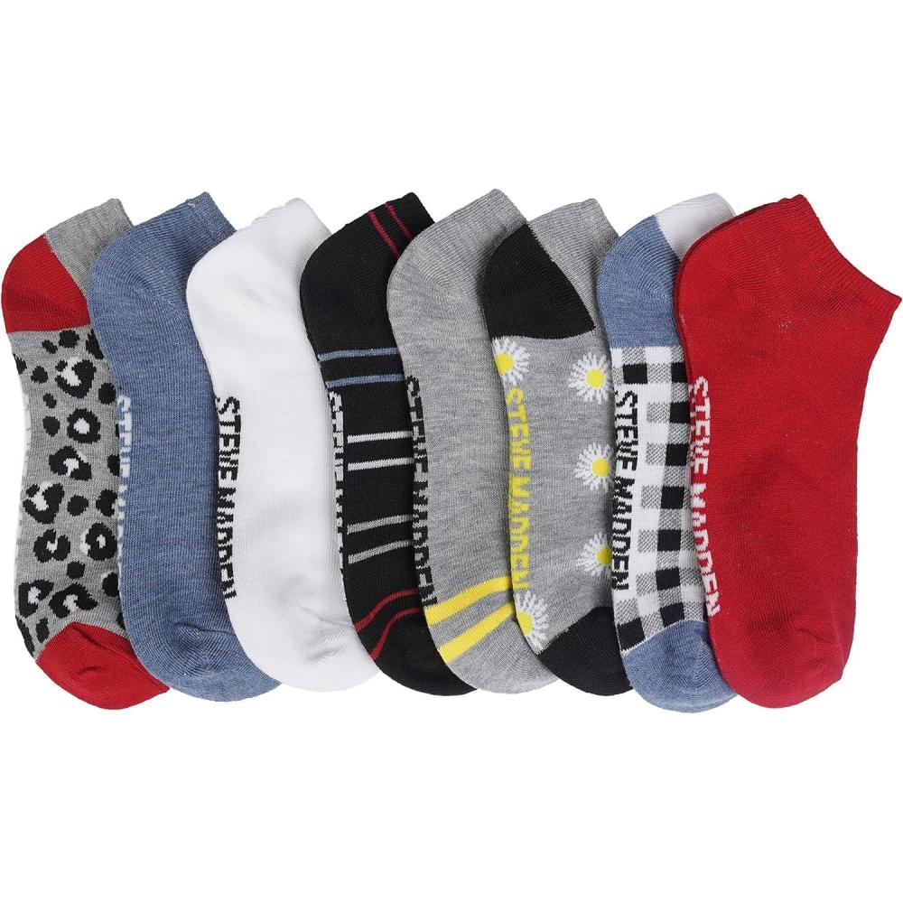 imageSteve Madden Womens Low Cut Socks 10 Pairs  Athletic Comfy Breathable Sports Socks with Fun Patterns White Multi 6