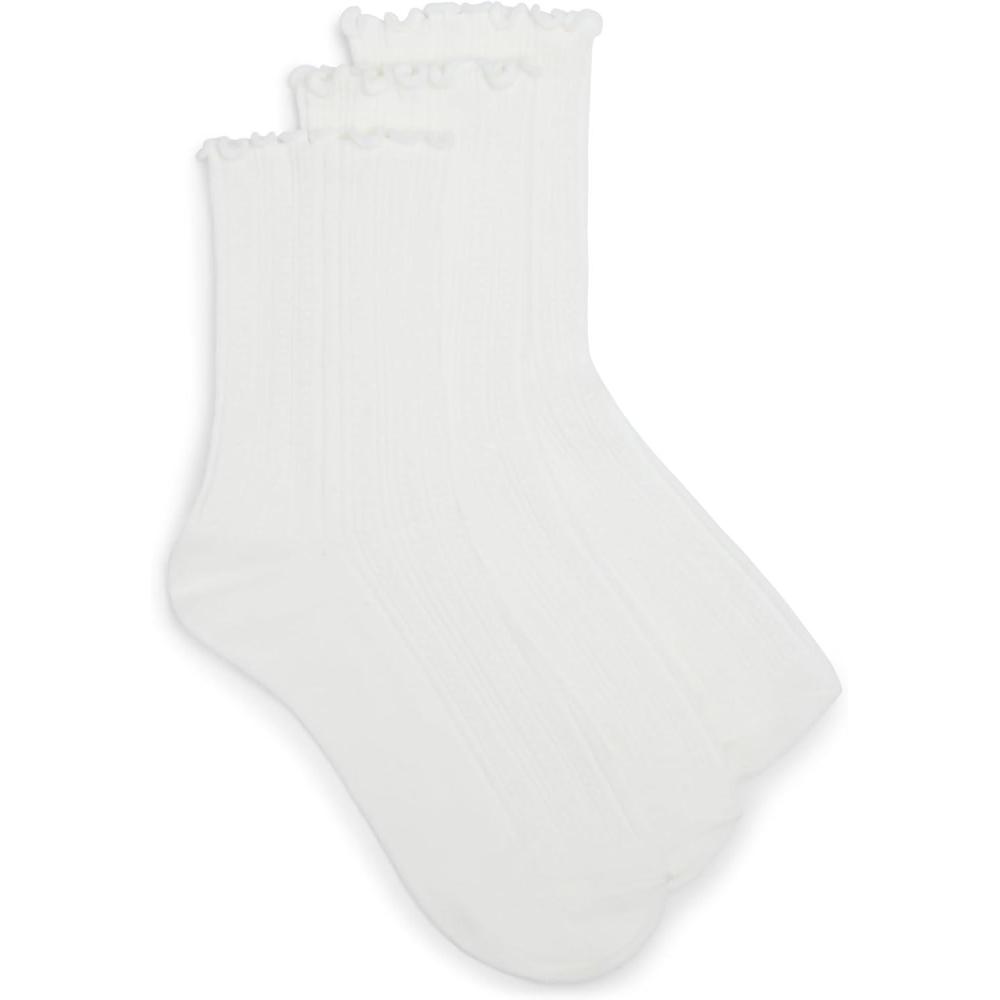 imageSteve Madden womens 3pk Chainstitch Rib Shortie CrewWhite