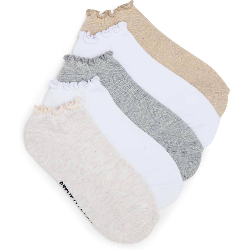 imageSteve Madden womens 5pk Ruffle Cuff Solid Low Cut HcOatmeal Heather