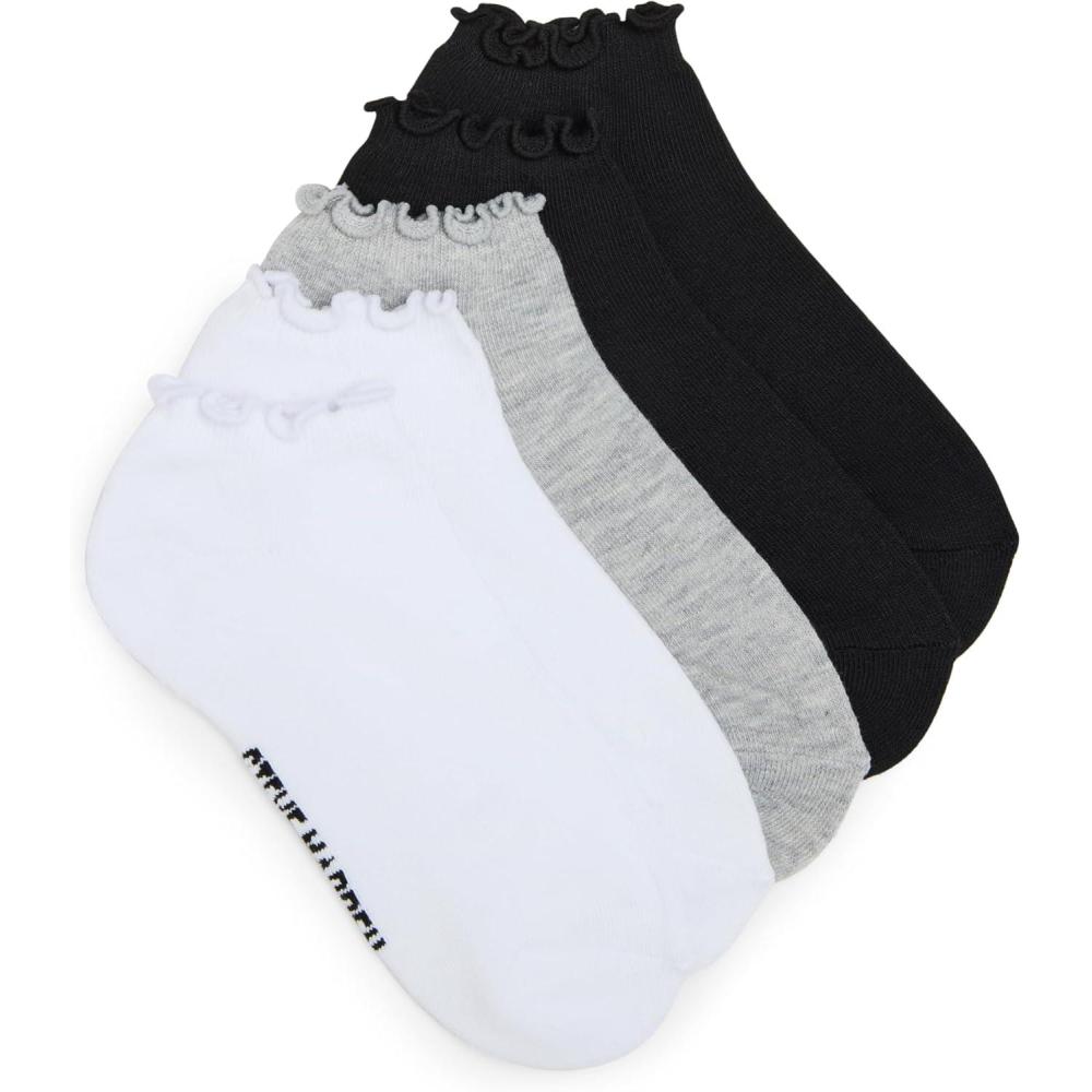 imageSteve Madden womens 5pk Ruffle Cuff Solid Low Cut HcWhite  Grey  Black