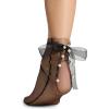 imageSteve Madden Womens 1Pk Pearl Bow Slouch Sock Black 911