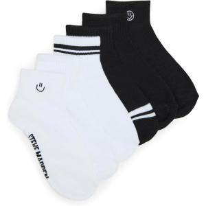 imageSTEVE MADDEN Womens 6Pk Smiley Emb Athletic Quarter White Black 911