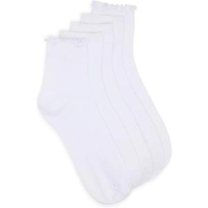 imageSteve Madden Womens Lettuce Edge Rib Anklet Socks 5PackWhite