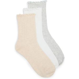 imageSteve Madden womens 3pk Chainstitch Rib Shortie CrewOatmeal Heather