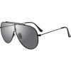 imageSteve Madden womens Female Sunglasses Style Maxwell Shield SunglassesShiny BlackSolid SmokeSilver Logo Mirrored