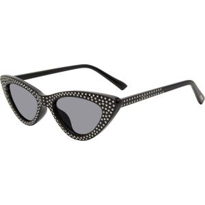 imageSteve Madden Womens Lopez Cat Eye Sunglasses SunglassesBlackSilverSolid Smoke