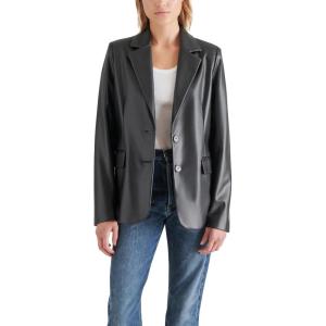 image:imageSteve Madden Womens Faux Leather Boyfriend BlazerBlack
