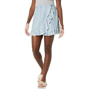 image:imageSteve Madden Womens Wrap Skills Stripe Wrap SkirtChambray